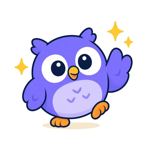 Cú Bông, linh vật của Owlglance, đang vẫy cánh