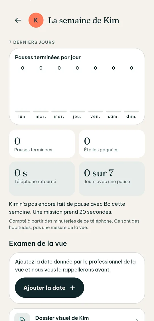 Tableau de la semaine d’un enfant : date d’examen et soutien au cache-œil prescrit