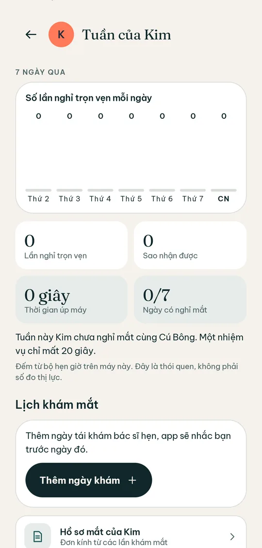 Bảng tuần của bé: lịch tái khám và hỗ trợ bịt mắt theo chỉ định bác sĩ